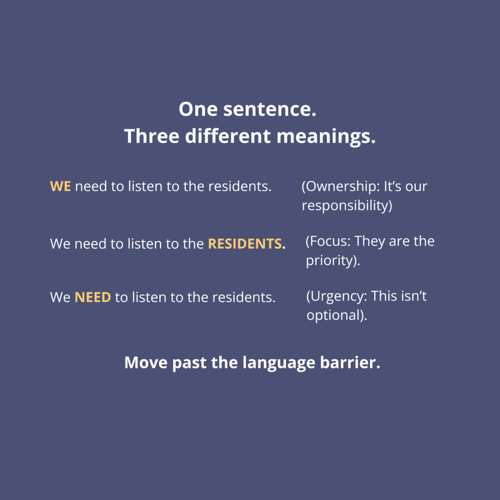 Word stress changes the meaning of one stress.